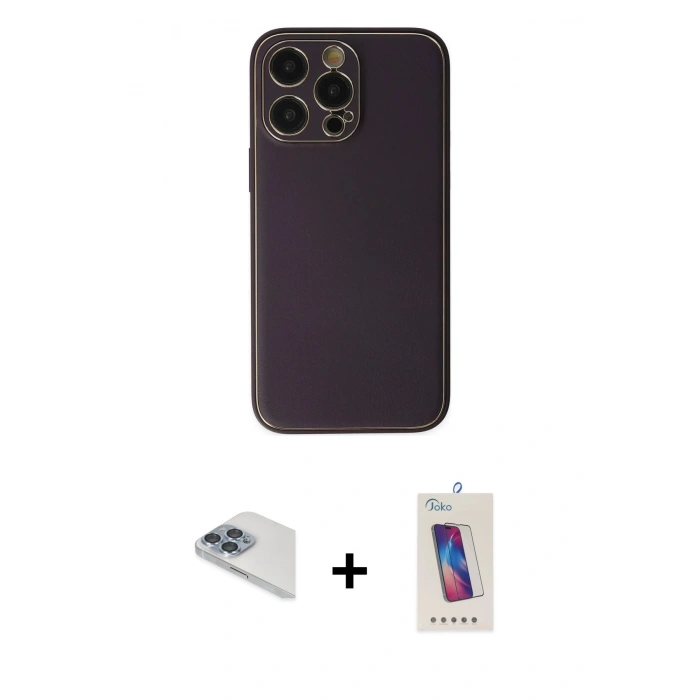 MARSİLYAN™- iPhone 13 Pro Max Kılıf Yadigar Klasik - Siyah Joko 5D Cam + Pers Alüminyum Kamera Lens - SABE