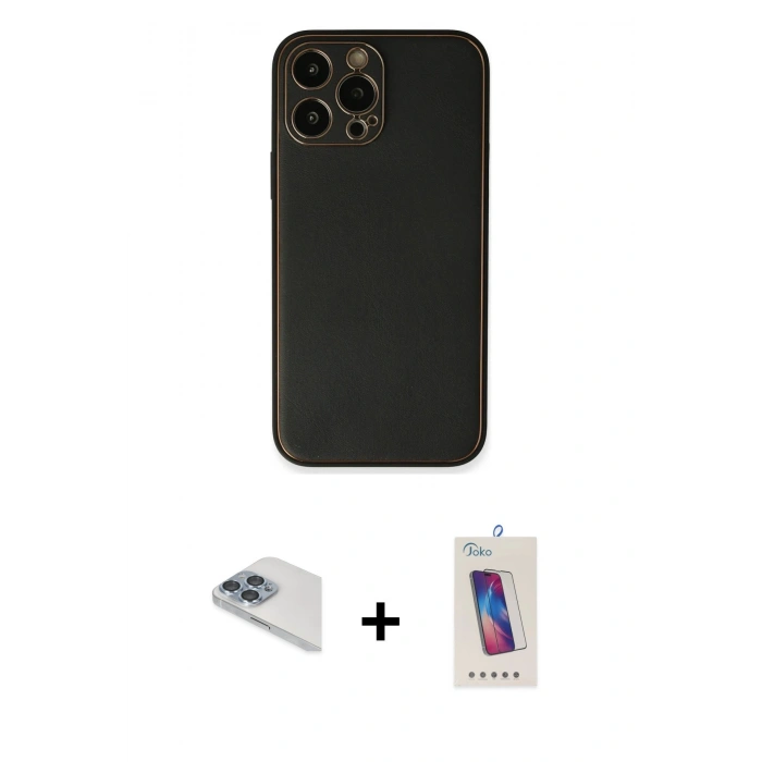 MARSİLYAN™- iPhone 13 Pro Max Kılıf Yadigar Klasik - Siyah Joko 5D Cam + Pers Alüminyum Kamera Lens - SABE