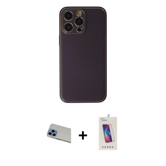 MARSİLYAN™- iPhone 13 Pro Max Kılıf Yadigar Klasik - Siyah Joko 5D Cam + Rainbow Kamera Lens Koruma Cam - MI