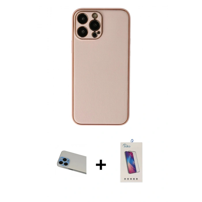 MARSİLYAN™- iPhone 13 Pro Max Kılıf Yadigar Klasik - Siyah Joko 5D Cam + Rainbow Kamera Lens Koruma Cam - MI