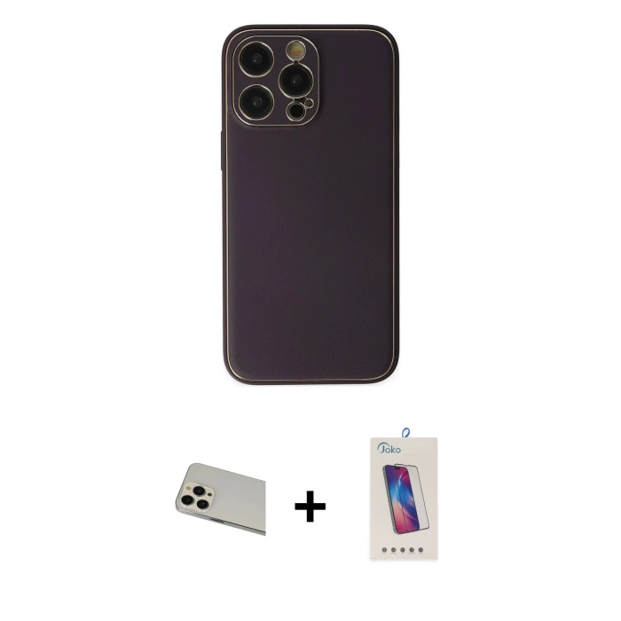 MARSİLYAN™- iPhone 13 Pro Max Kılıf Yadigar Klasik - Siyah Joko 5D Cam + Rainbow Kamera Lens Koruma Cam - REGD