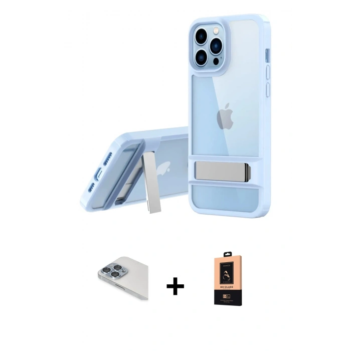 MARSİLYAN™- iPhone 13 Pro Max Kılıf Yadigar Yansıma - Şeffaf Maxco Cam Ekran Koruyucu + Pers Alüminyum Kamera Lens - SABE
