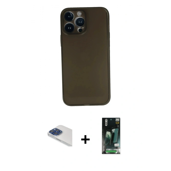 MARSİLYAN™- iPhone 13 Pro Max Kılıf Yadigar Yansıma Serisi - Şeffaf 360 Full Body Arka Koruyucu + Pers Alüminyum Kamera Lens - LT