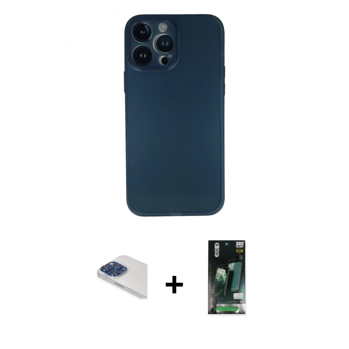 MARSİLYAN™- iPhone 13 Pro Max Kılıf Yadigar Yansıma Serisi - Şeffaf 360 Full Body Arka Koruyucu + Pers Alüminyum Kamera Lens - LT