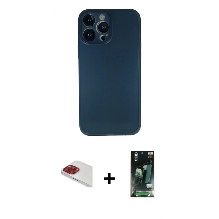 MARSİLYAN™- iPhone 13 Pro Max Kılıf Yadigar Yansıma Serisi - Şeffaf 360 Full Body Arka Koruyucu + Pers Alüminyum Kamera Lens - KI