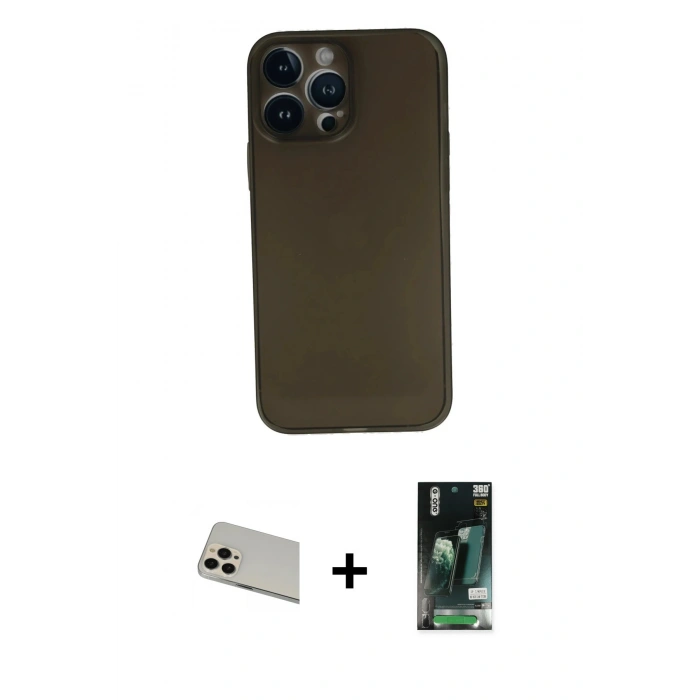 MARSİLYAN™- iPhone 13 Pro Max Kılıf Yadigar Yansıma Serisi - Şeffaf 360 Full Body Arka Koruyucu + Rainbow Kamera Lens Koruma Cam - REGD