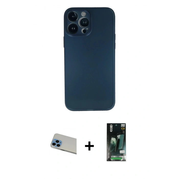 MARSİLYAN™- iPhone 13 Pro Max Kılıf Yadigar Yansıma Serisi - Şeffaf 360 Full Body Arka Koruyucu + Rainbow Kamera Lens Koruma Cam - MI