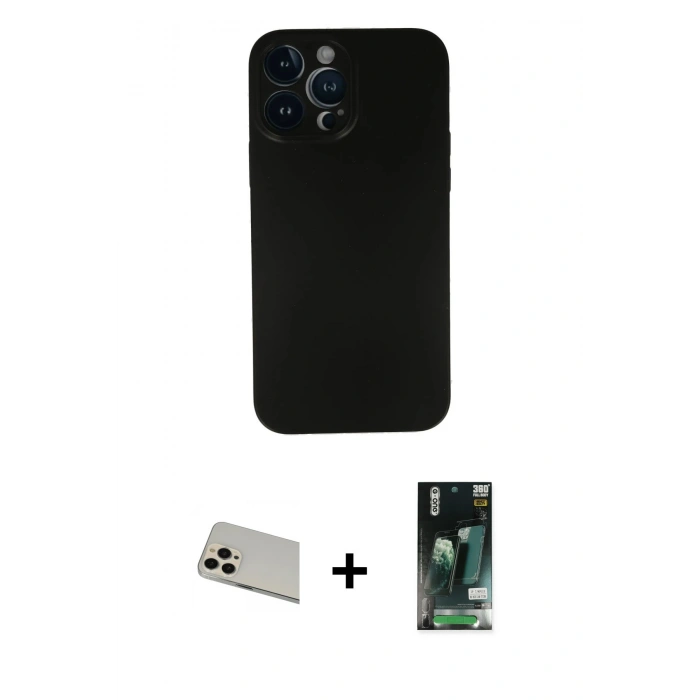 MARSİLYAN™- iPhone 13 Pro Max Kılıf Yadigar Yansıma Serisi - Şeffaf 360 Full Body Arka Koruyucu + Rainbow Kamera Lens Koruma Cam - REGD