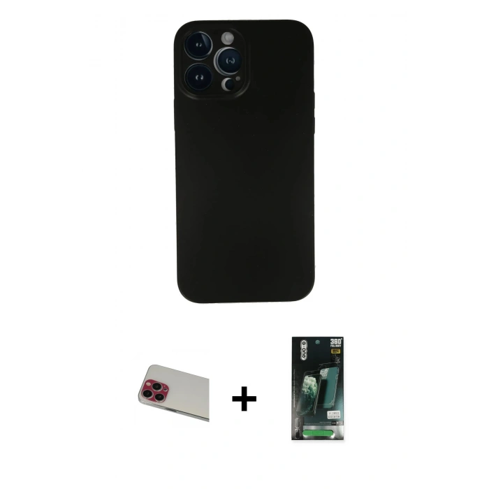 MARSİLYAN™- iPhone 13 Pro Max Kılıf Yadigar Yansıma Serisi - Şeffaf 360 Full Body Arka Koruyucu + Rainbow Kamera Lens Koruma Cam - KI