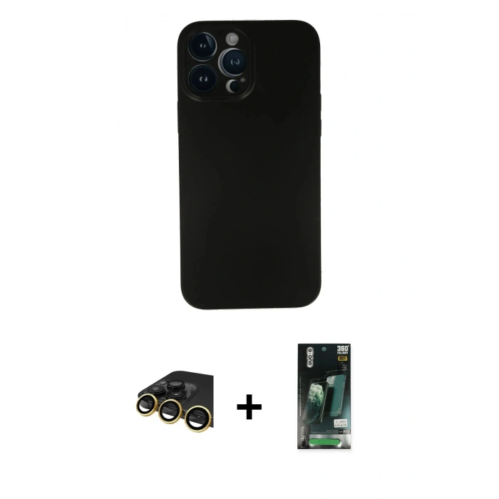 MARSİLYAN™- iPhone 13 Pro Max Kılıf Yadigar Yansıma Serisi - Şeffaf 360 Full Body Arka Koruyucu + Raze Metal Kamera Lens - GD