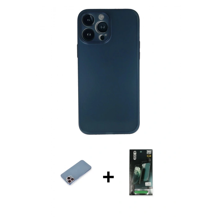 MARSİLYAN™- iPhone 13 Pro Max Kılıf Yadigar Yansıma Serisi - Şeffaf 360 Full Body Arka Koruyucu + Shine Kamera Lens Koruma Cam - PE