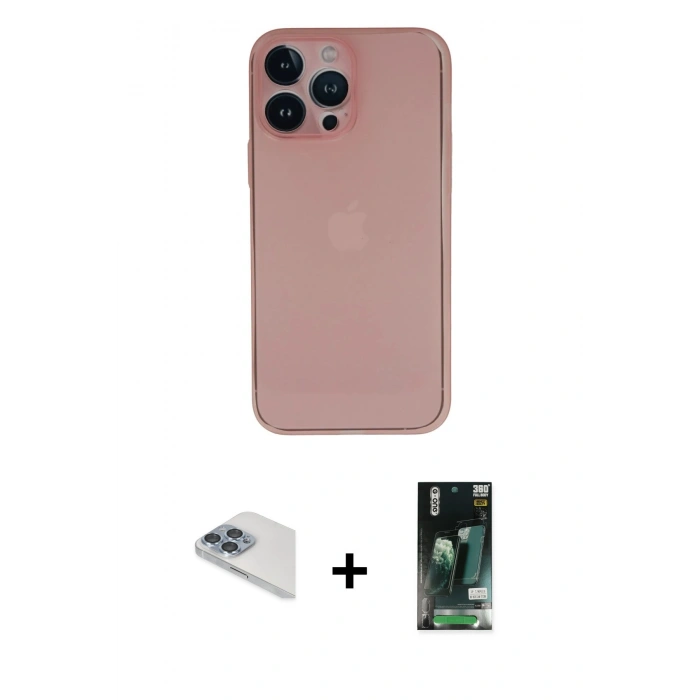 MARSİLYAN™- iPhone 13 Pro Max Kılıf Yadigar Yansıma Serisi - Şeffaf 360 Full Body Arka Koruyucu + Pers Alüminyum Kamera Lens - SABE