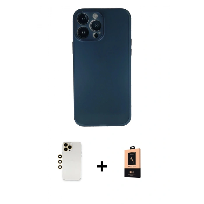 MARSİLYAN™- iPhone 13 Pro Max Kılıf Yadigar Yansıma Serisi - Şeffaf Maxco Cam Ekran Koruyucu + Shine Kamera Lens - GD