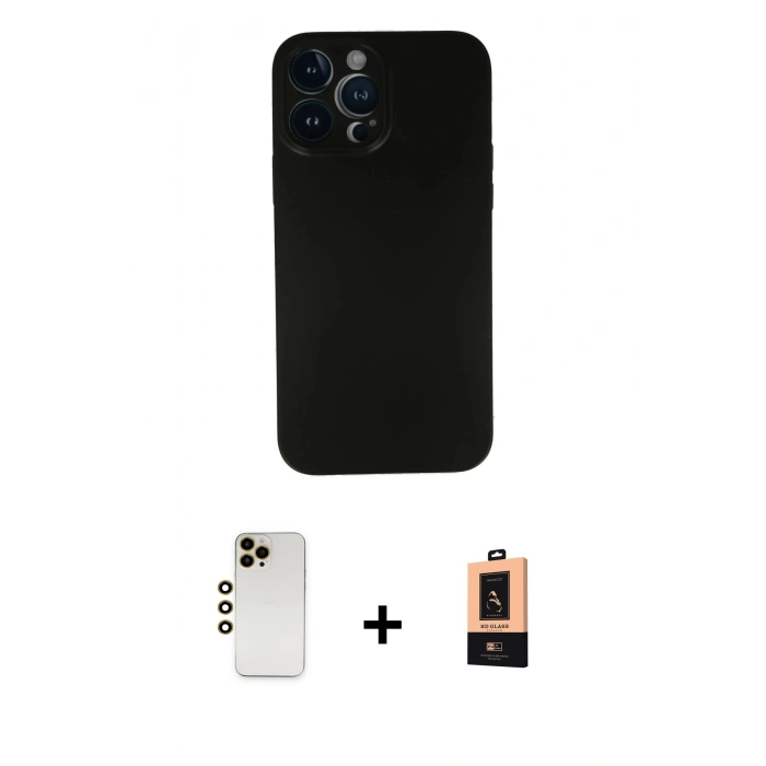 MARSİLYAN™- iPhone 13 Pro Max Kılıf Yadigar Yansıma Serisi - Şeffaf Maxco Cam Ekran Koruyucu + Shine Kamera Lens - GD