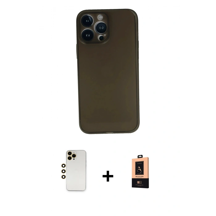 MARSİLYAN™- iPhone 13 Pro Max Kılıf Yadigar Yansıma Serisi - Şeffaf Maxco Cam Ekran Koruyucu + Shine Kamera Lens - GD