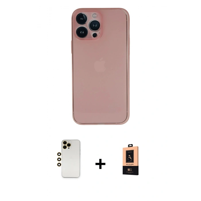 MARSİLYAN™- iPhone 13 Pro Max Kılıf Yadigar Yansıma Serisi - Şeffaf Maxco Cam Ekran Koruyucu + Shine Kamera Lens - GD