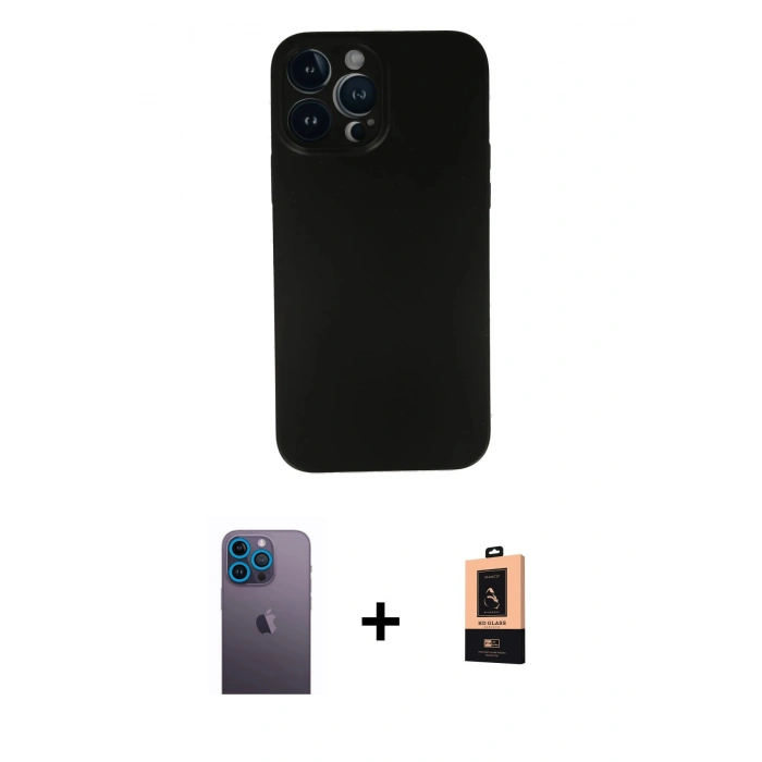 MARSİLYAN™- iPhone 13 Pro Max Kılıf Yadigar Yansıma Serisi - Şeffaf Maxco Cam Ekran Koruyucu + Neon Fosforlu Kamera Lens - MI