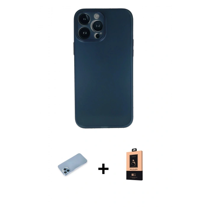 MARSİLYAN™- iPhone 13 Pro Max Kılıf Yadigar Yansıma Serisi - Şeffaf Maxco Cam Ekran Koruyucu + Shine Kamera Lens Koruma Cam - MI