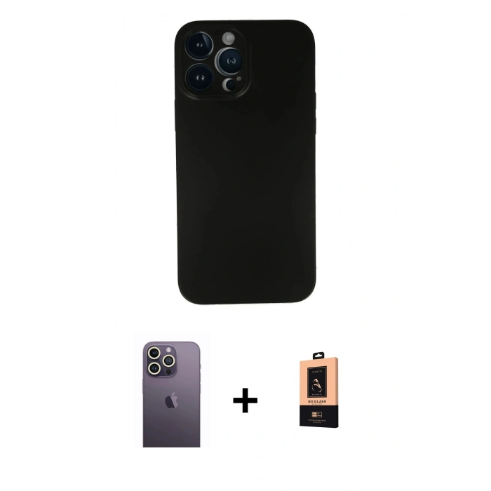 MARSİLYAN™- iPhone 13 Pro Max Kılıf Yadigar Yansıma Serisi - Şeffaf Maxco Cam Ekran Koruyucu + Neon Fosforlu Kamera Lens - BZ