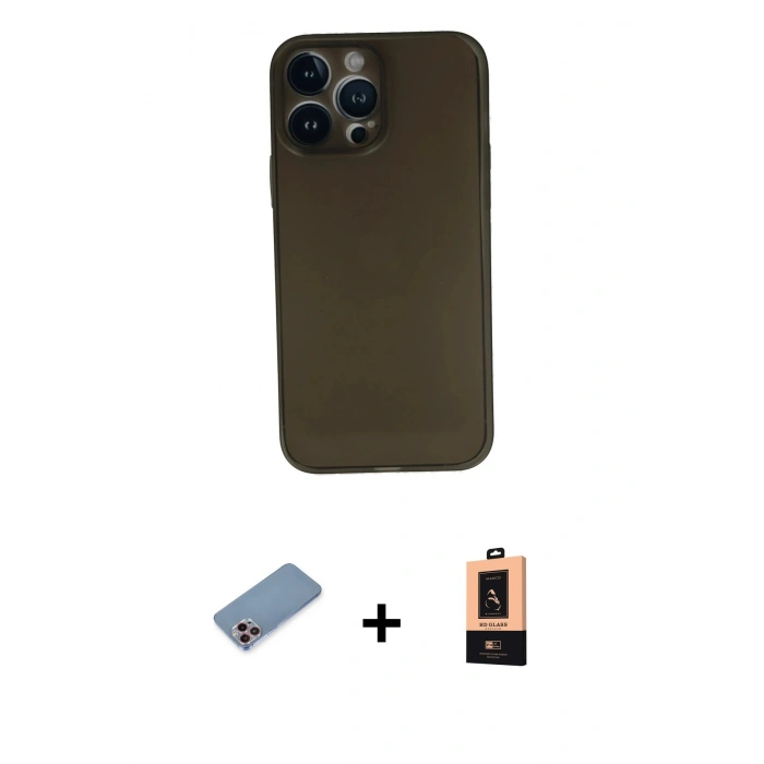 MARSİLYAN™- iPhone 13 Pro Max Kılıf Yadigar Yansıma Serisi - Şeffaf Maxco Cam Ekran Koruyucu + Shine Kamera Lens Koruma Cam - PE