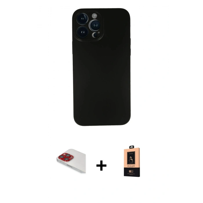 MARSİLYAN™- iPhone 13 Pro Max Kılıf Yadigar Yansıma Serisi - Şeffaf Maxco Cam Ekran Koruyucu + Pers Alüminyum Kamera Lens - KI