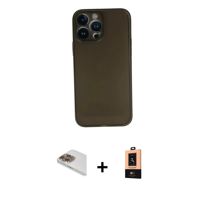 MARSİLYAN™- iPhone 13 Pro Max Kılıf Yadigar Yansıma Serisi - Şeffaf Maxco Cam Ekran Koruyucu + Pers Alüminyum Kamera Lens - GD