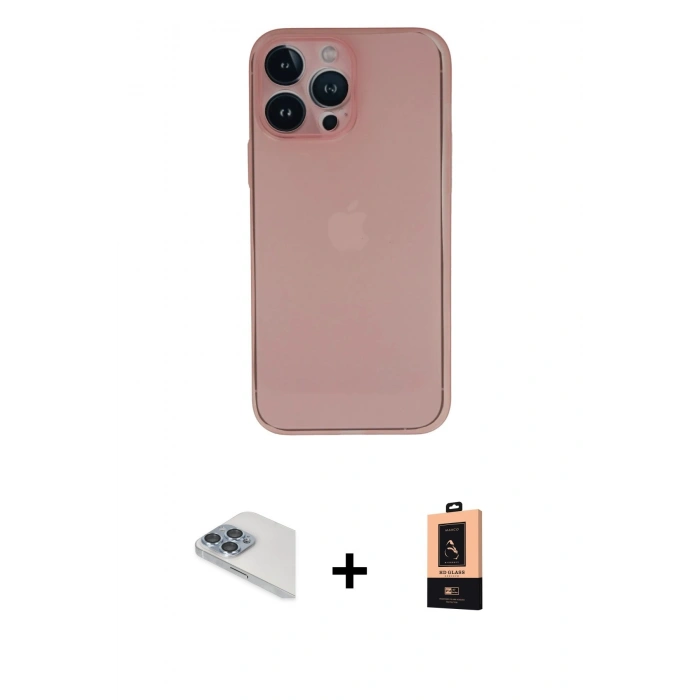 MARSİLYAN™- iPhone 13 Pro Max Kılıf Yadigar Yansıma Serisi - Şeffaf Maxco Cam Ekran Koruyucu + Pers Alüminyum Kamera Lens - SABE