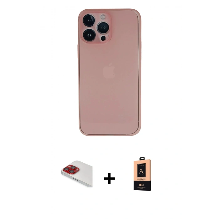 MARSİLYAN™- iPhone 13 Pro Max Kılıf Yadigar Yansıma Serisi - Şeffaf Maxco Cam Ekran Koruyucu + Pers Alüminyum Kamera Lens - KI