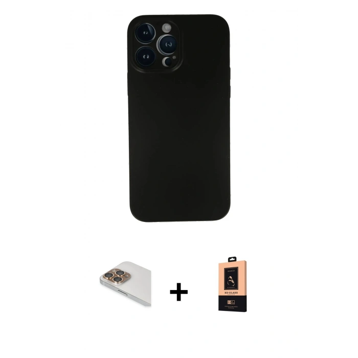 MARSİLYAN™- iPhone 13 Pro Max Kılıf Yadigar Yansıma Serisi - Şeffaf Maxco Cam Ekran Koruyucu + Pers Alüminyum Kamera Lens - GD