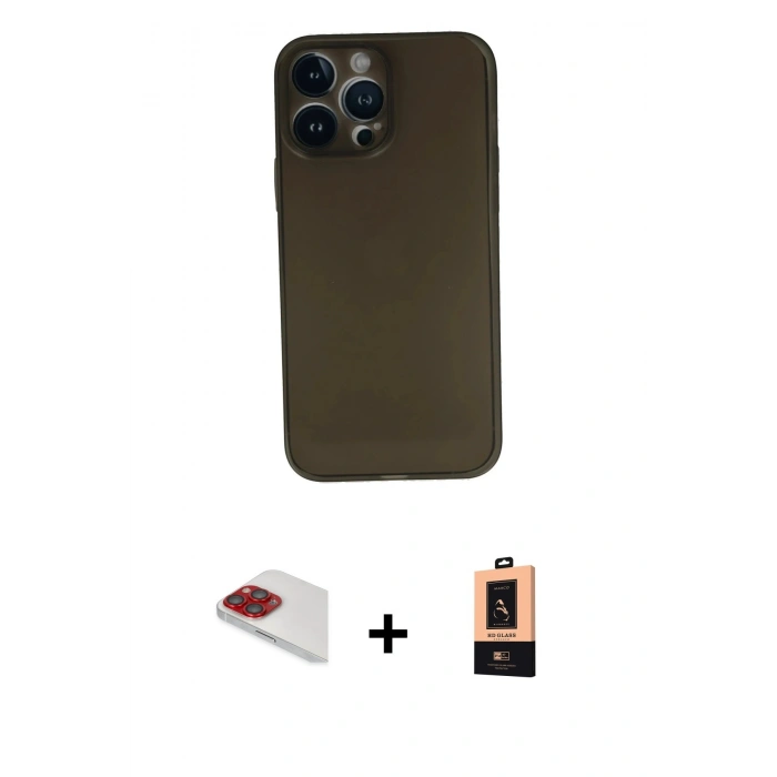 MARSİLYAN™- iPhone 13 Pro Max Kılıf Yadigar Yansıma Serisi - Şeffaf Maxco Cam Ekran Koruyucu + Pers Alüminyum Kamera Lens - KI