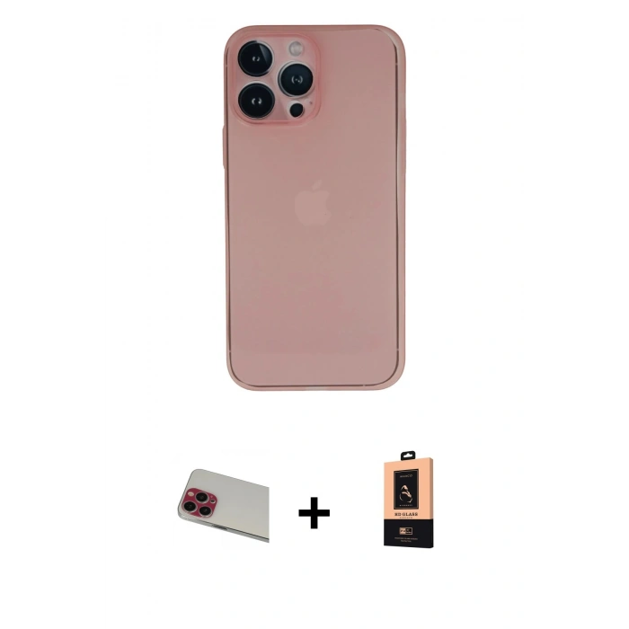 MARSİLYAN™- iPhone 13 Pro Max Kılıf Yadigar Yansıma Serisi - Şeffaf Maxco Cam Ekran Koruyucu + Rainbow Kamera Lens Koruma Cam - KI