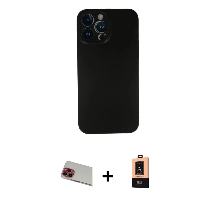 MARSİLYAN™- iPhone 13 Pro Max Kılıf Yadigar Yansıma Serisi - Şeffaf Maxco Cam Ekran Koruyucu + Rainbow Kamera Lens Koruma Cam - KI