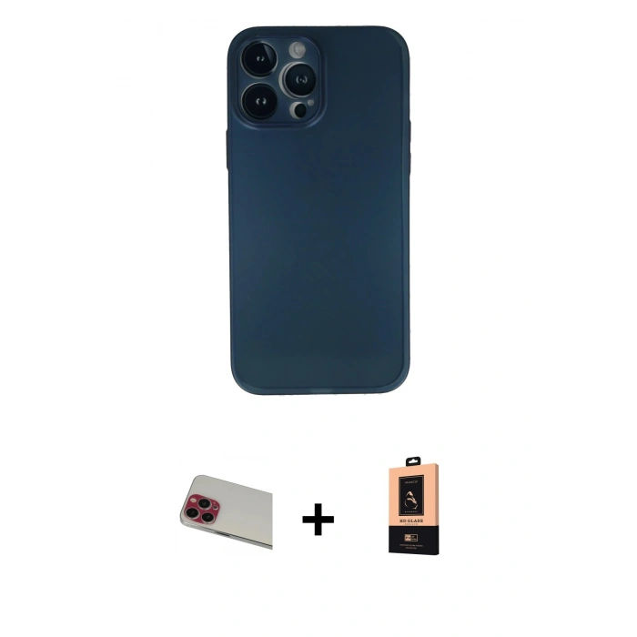 MARSİLYAN™- iPhone 13 Pro Max Kılıf Yadigar Yansıma Serisi - Şeffaf Maxco Cam Ekran Koruyucu + Rainbow Kamera Lens Koruma Cam - KI