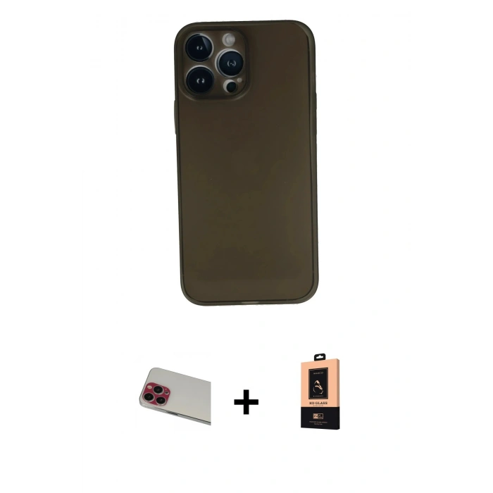 MARSİLYAN™- iPhone 13 Pro Max Kılıf Yadigar Yansıma Serisi - Şeffaf Maxco Cam Ekran Koruyucu + Rainbow Kamera Lens Koruma Cam - KI