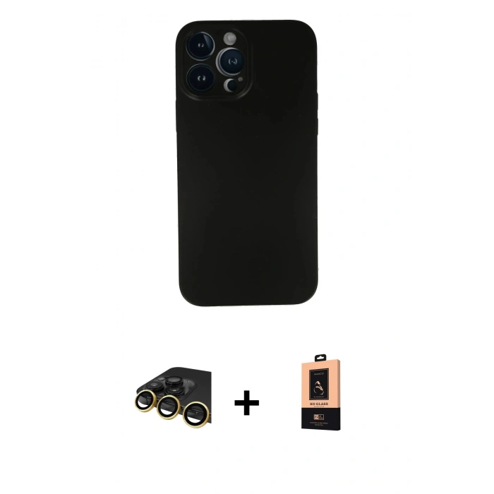MARSİLYAN™- iPhone 13 Pro Max Kılıf Yadigar Yansıma Serisi - Şeffaf Maxco Cam Ekran Koruyucu + Raze Metal Kamera Lens - GD