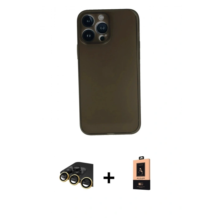 MARSİLYAN™- iPhone 13 Pro Max Kılıf Yadigar Yansıma Serisi - Şeffaf Maxco Cam Ekran Koruyucu + Raze Metal Kamera Lens - GD