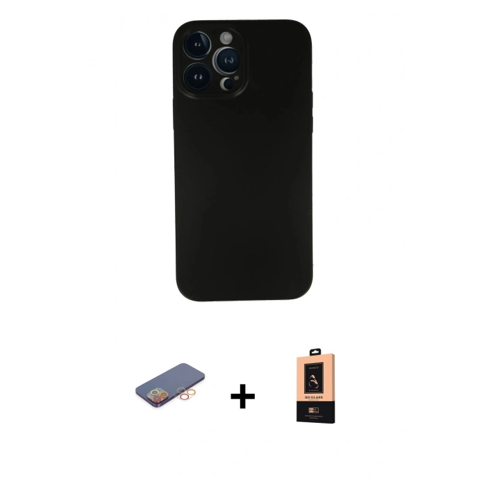 MARSİLYAN™- iPhone 13 Pro Max Kılıf Yadigar Yansıma Serisi - Şeffaf Maxco Cam Ekran Koruyucu + Renkli Kamera Lens Koruma Cam - TU