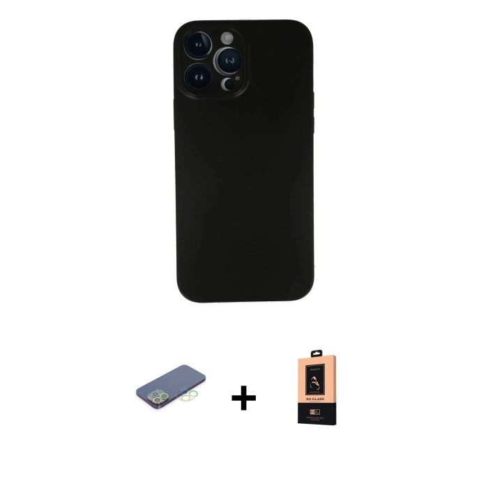 MARSİLYAN™- iPhone 13 Pro Max Kılıf Yadigar Yansıma Serisi - Şeffaf Maxco Cam Ekran Koruyucu + Renkli Kamera Lens Koruma Cam - YL