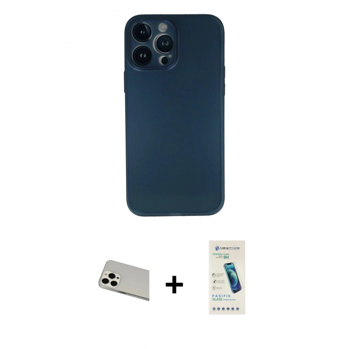 MARSİLYAN™- iPhone 13 Pro Max Kılıf Yadigar Yansıma Serisi - Şeffaf Pasifik Cam Ekran Koruyucu + Rainbow Kamera Lens Koruma Cam - BZ