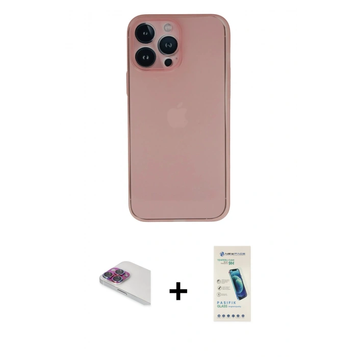 MARSİLYAN™- iPhone 13 Pro Max Kılıf Yadigar Yansıma Serisi - Şeffaf Pasifik Cam Ekran Koruyucu + Pers Alüminyum Kamera Lens - GI