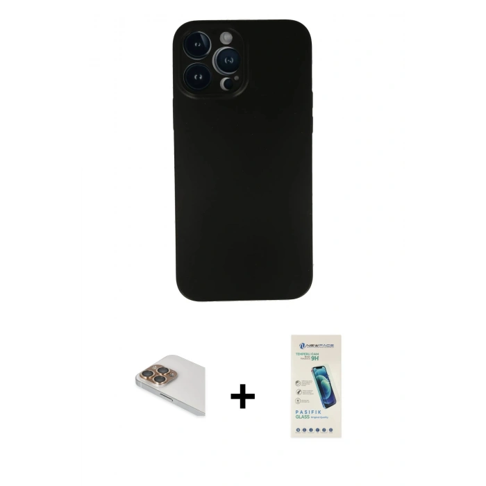 MARSİLYAN™- iPhone 13 Pro Max Kılıf Yadigar Yansıma Serisi - Şeffaf Pasifik Cam Ekran Koruyucu + Pers Alüminyum Kamera Lens - GD