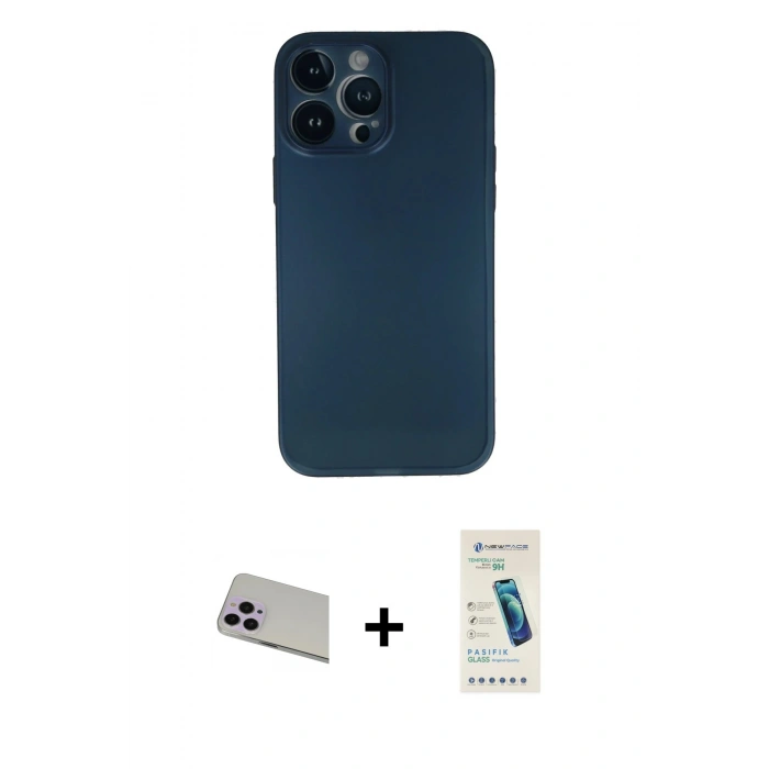 MARSİLYAN™- iPhone 13 Pro Max Kılıf Yadigar Yansıma Serisi - Şeffaf Pasifik Cam Ekran Koruyucu + Rainbow Kamera Lens Koruma Cam - MR