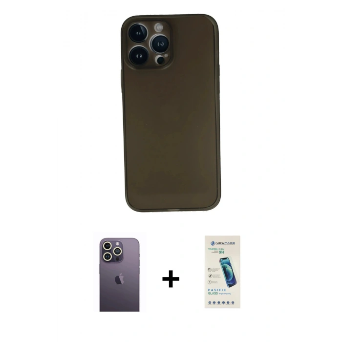 MARSİLYAN™- iPhone 13 Pro Max Kılıf Yadigar Yansıma Serisi - Şeffaf Pasifik Cam Ekran Koruyucu + Neon Fosforlu Kamera Lens - BZ