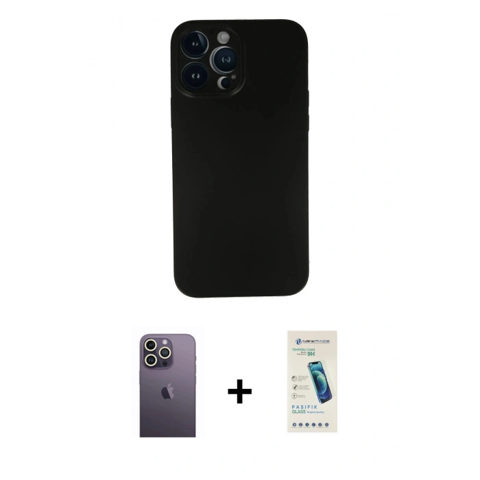 MARSİLYAN™- iPhone 13 Pro Max Kılıf Yadigar Yansıma Serisi - Şeffaf Pasifik Cam Ekran Koruyucu + Neon Fosforlu Kamera Lens - BZ