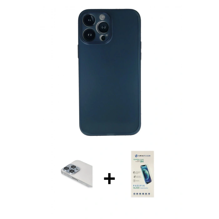 MARSİLYAN™- iPhone 13 Pro Max Kılıf Yadigar Yansıma Serisi - Şeffaf Pasifik Cam Ekran Koruyucu + Pers Alüminyum Kamera Lens - SABE