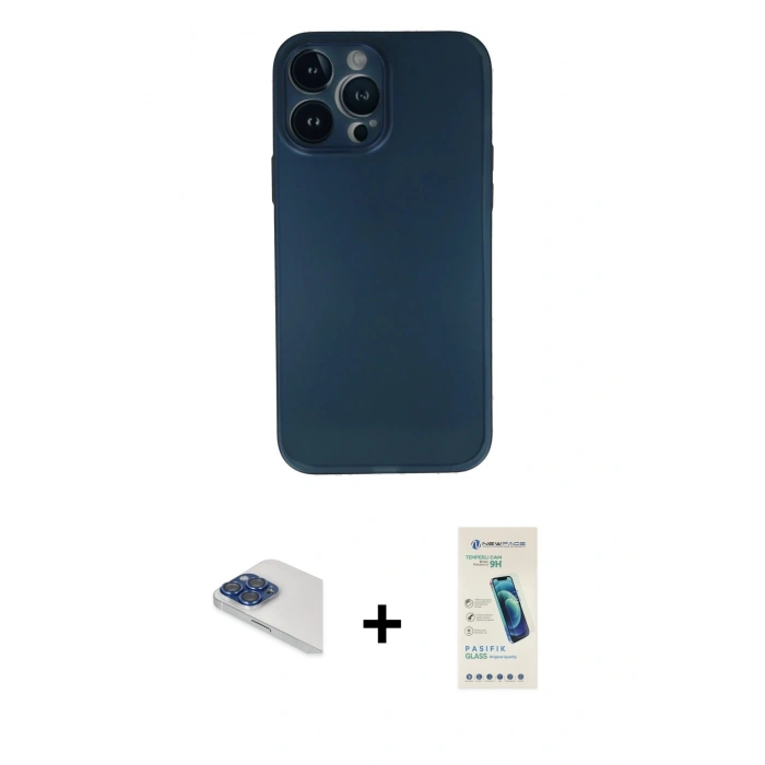 MARSİLYAN™- iPhone 13 Pro Max Kılıf Yadigar Yansıma Serisi - Şeffaf Pasifik Cam Ekran Koruyucu + Pers Alüminyum Kamera Lens - LT