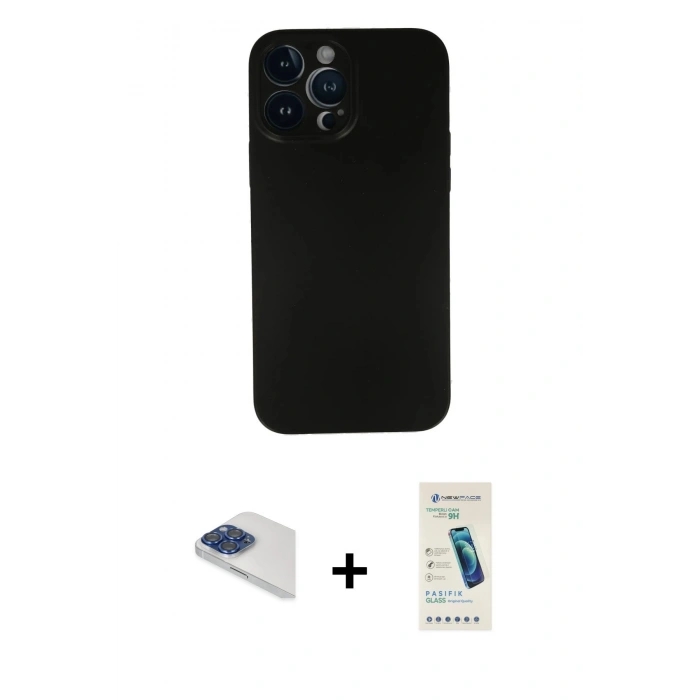 MARSİLYAN™- iPhone 13 Pro Max Kılıf Yadigar Yansıma Serisi - Şeffaf Pasifik Cam Ekran Koruyucu + Pers Alüminyum Kamera Lens - LT