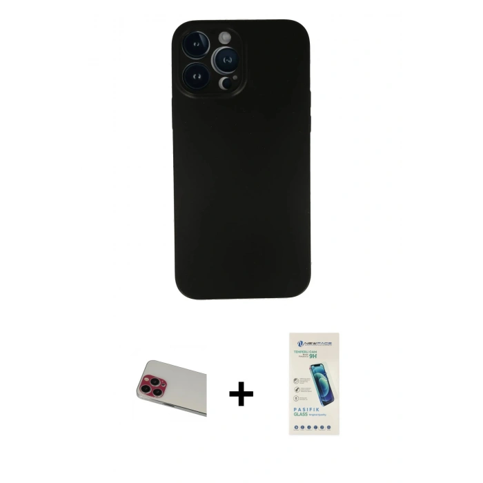 MARSİLYAN™- iPhone 13 Pro Max Kılıf Yadigar Yansıma Serisi - Şeffaf Pasifik Cam Ekran Koruyucu + Rainbow Kamera Lens Koruma Cam - KI