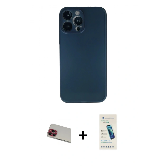 MARSİLYAN™- iPhone 13 Pro Max Kılıf Yadigar Yansıma Serisi - Şeffaf Pasifik Cam Ekran Koruyucu + Rainbow Kamera Lens Koruma Cam - KI