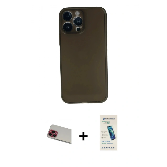 MARSİLYAN™- iPhone 13 Pro Max Kılıf Yadigar Yansıma Serisi - Şeffaf Pasifik Cam Ekran Koruyucu + Rainbow Kamera Lens Koruma Cam - KI